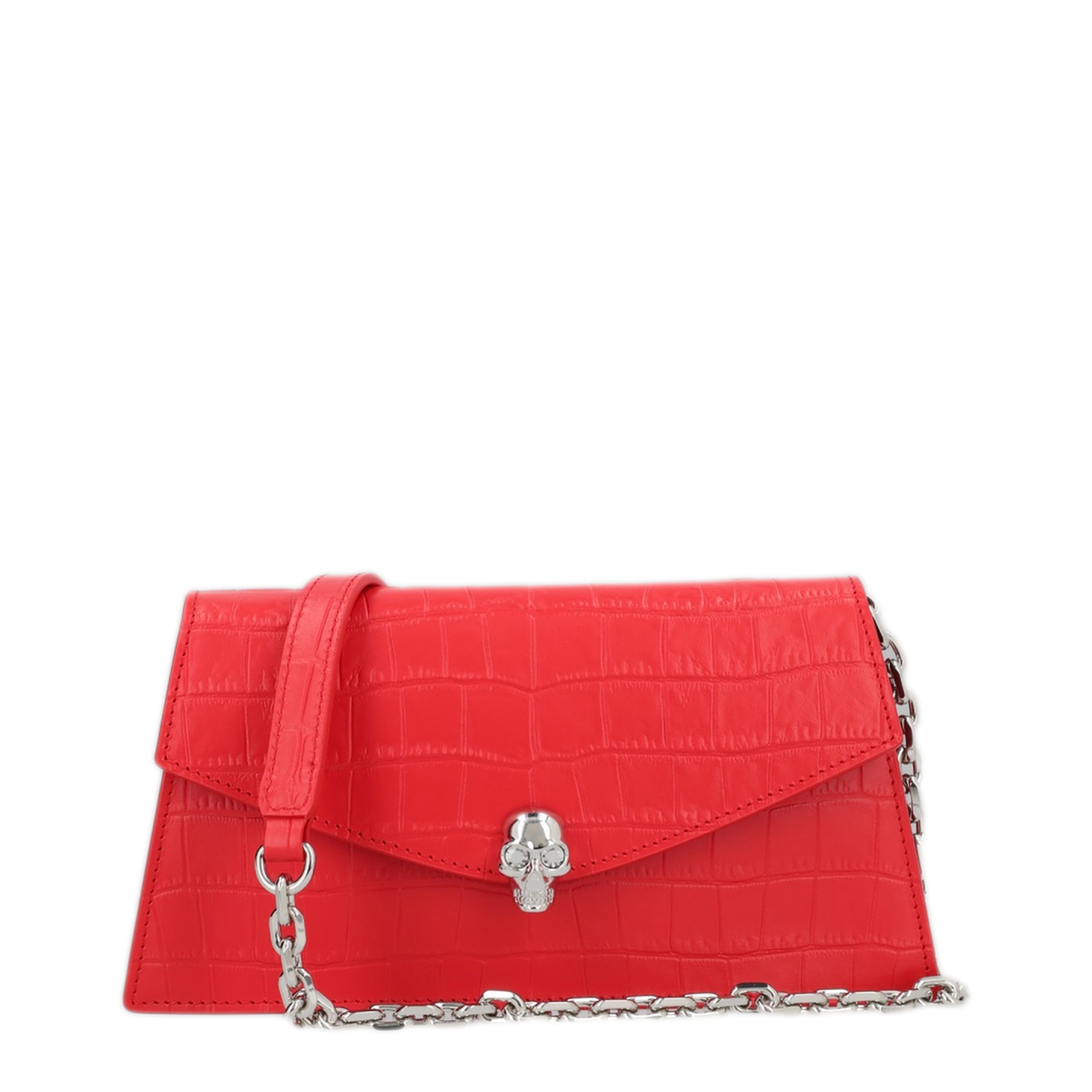 Skull Mini Calfskin Crossbody - Red - Image 1
