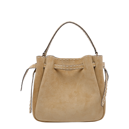 Pick Stitch Suede Bucket Bag - Butter - Image 5