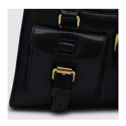Mini Roxanne High Shine Leather Handbag - Black - Image 8