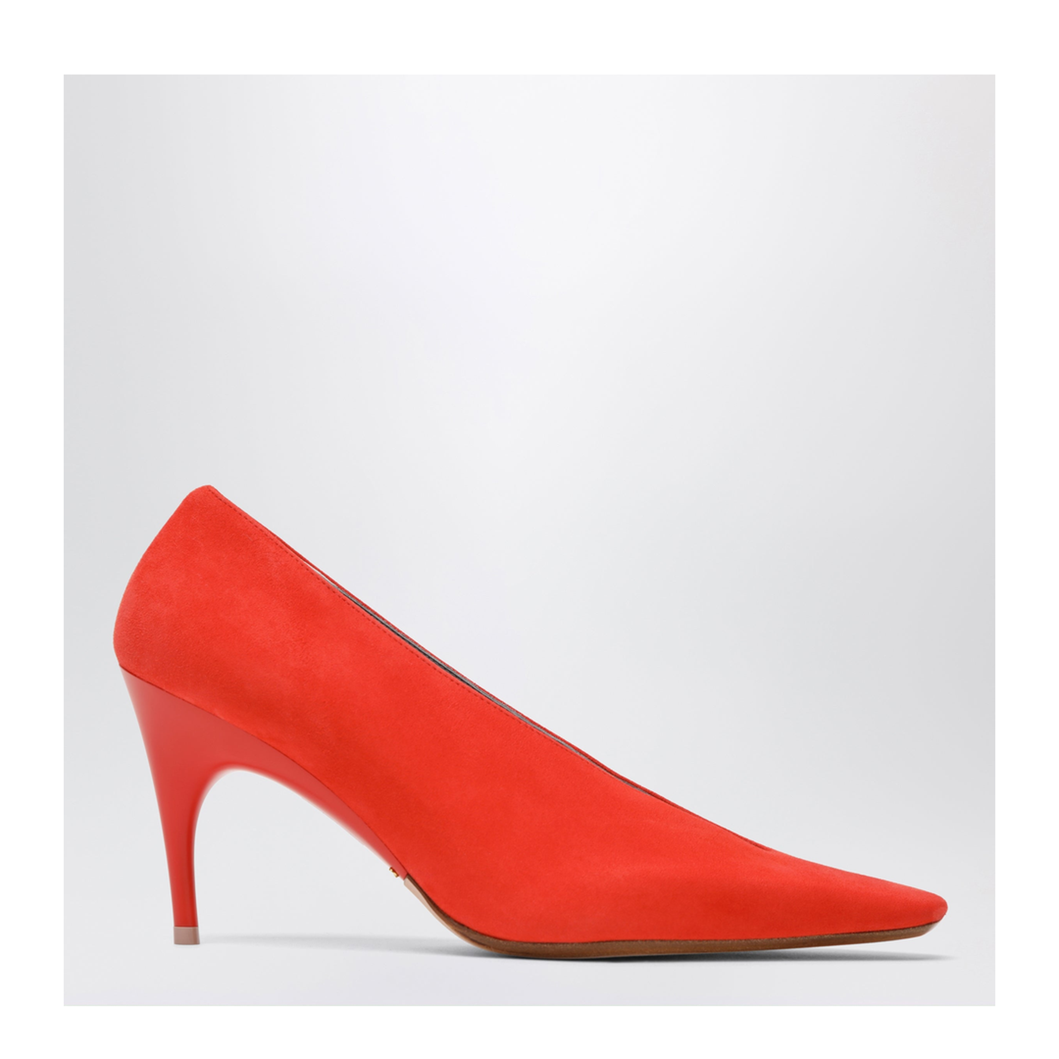 Duchesse 90 mm Suede Goatskin Pumps in Tangerine - Image 1