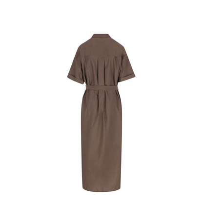 Cotton Long Dress - Brown - Image 3