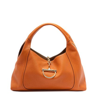 Orange Leather Large Softbit Shoulder Bag - Image 1