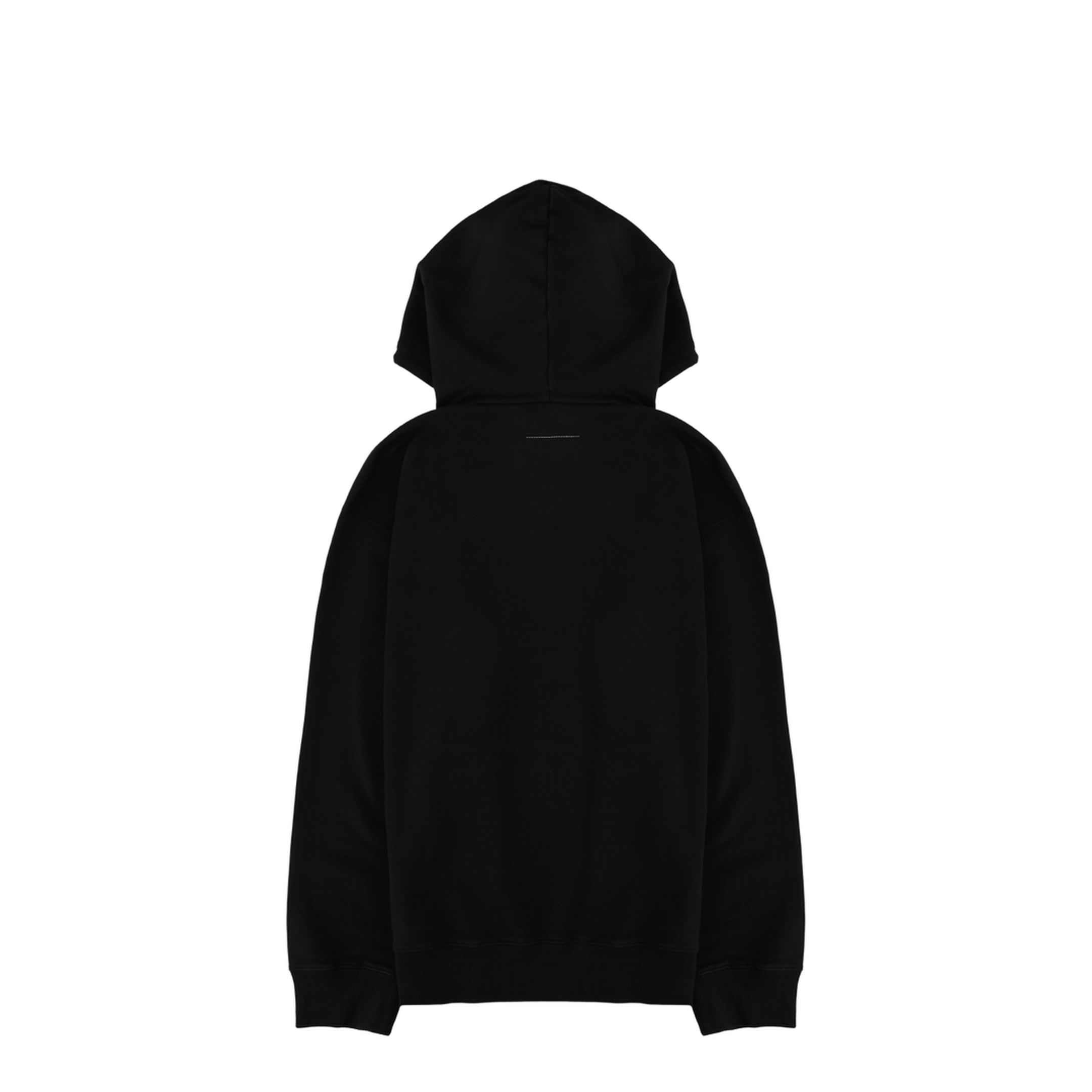 Black Front Pouch Pocket Adjustable Drawstring Hood Ribbed Cuffs Logo Patch Detailing - Image 2