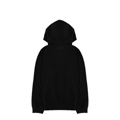 Black Front Pouch Pocket Adjustable Drawstring Hood Ribbed Cuffs Logo Patch Detailing - Image 2