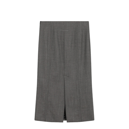 Brown and beige patterned wool midi skirt - Image 2