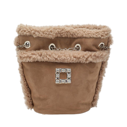 Très Vivier Backpack in Suede and Shearling Beige - Image 1