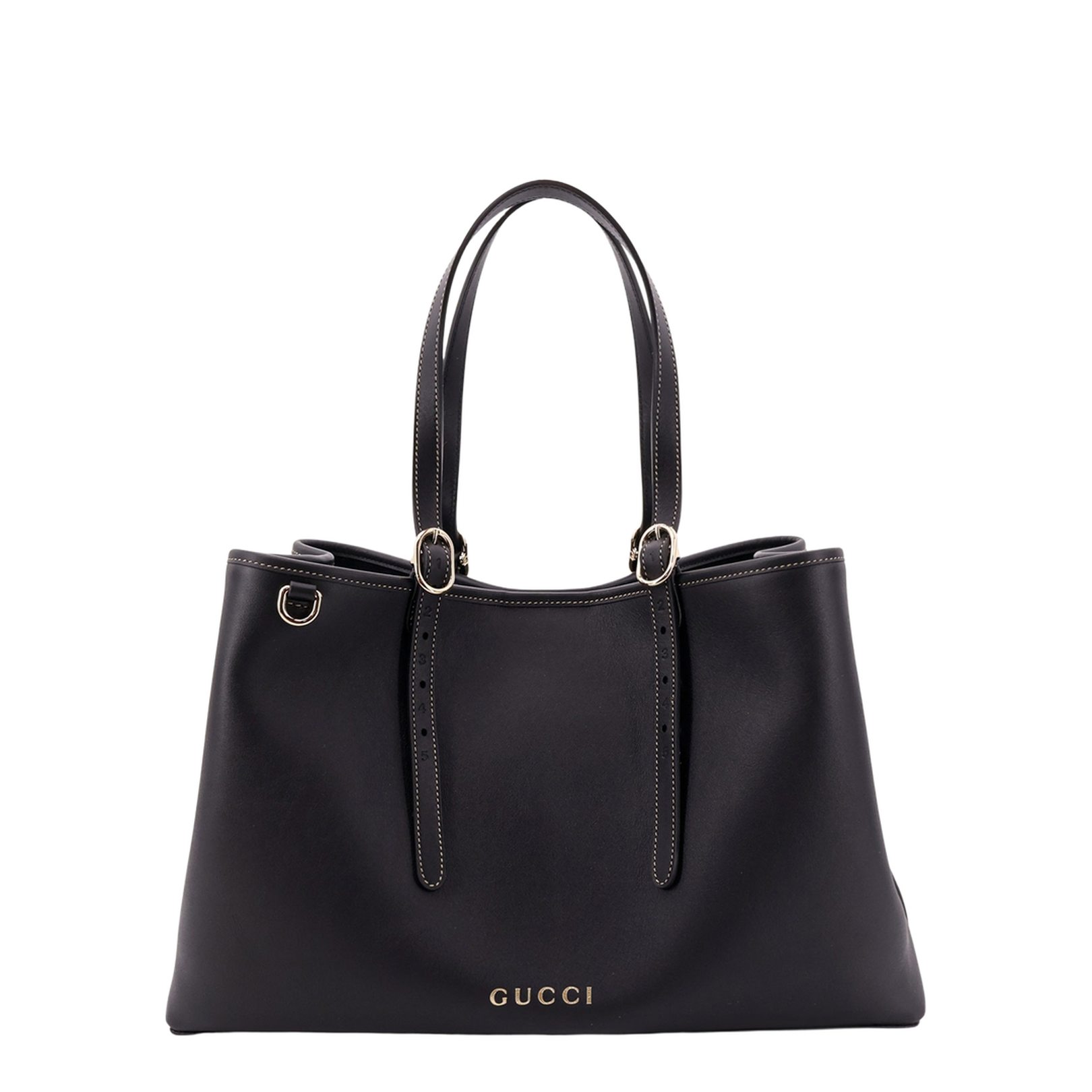 GG Emblem Medium Leather Bucket Bag - Black - Image 1