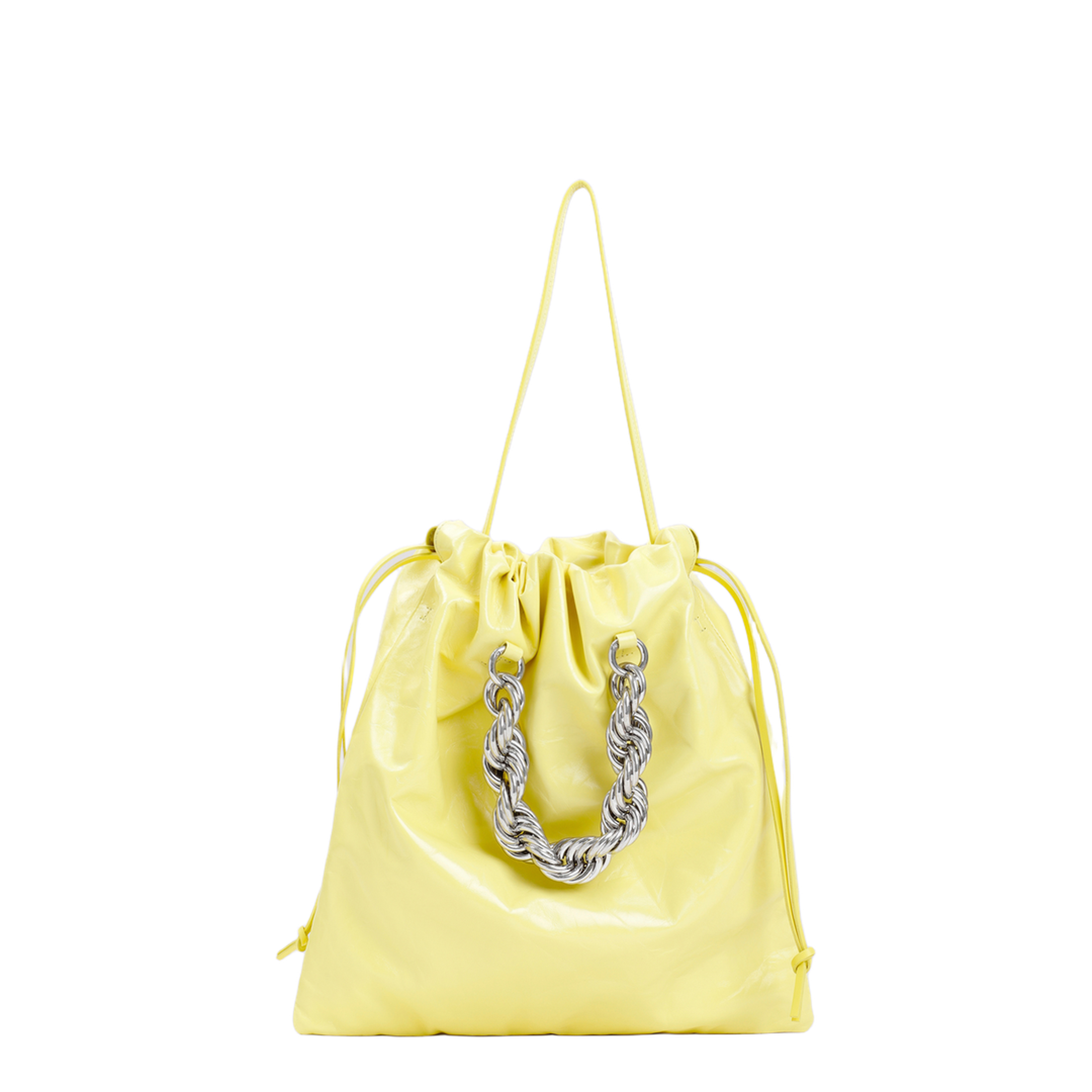 Yellow Leather Bucket Bag - Image 5