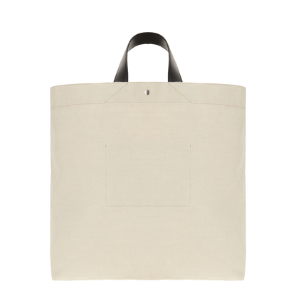 Sand Canvas Flat Shopping Bag - Image 3