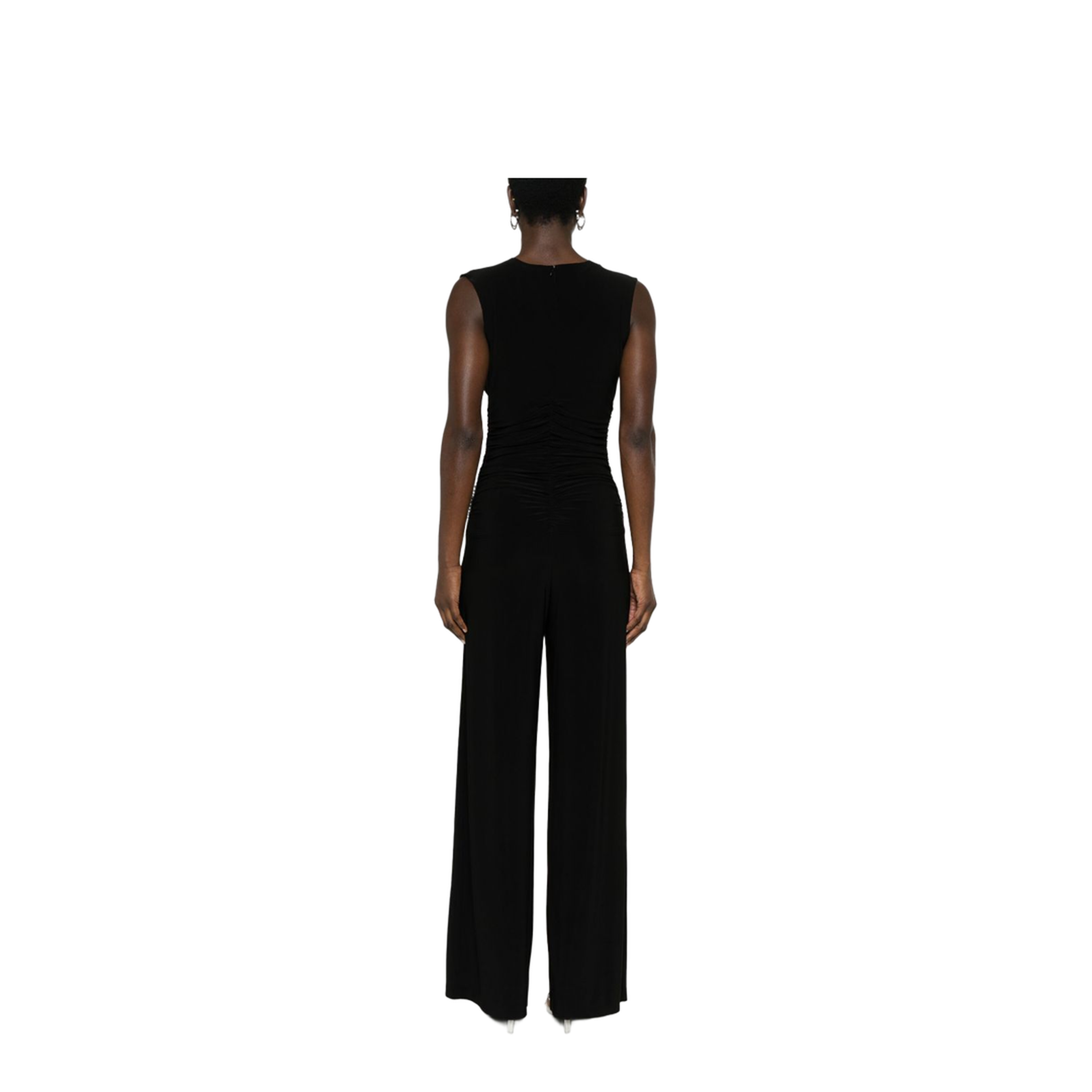 Sleeveless V-Neck Shirred Waist Jumpsuit - Image 5
