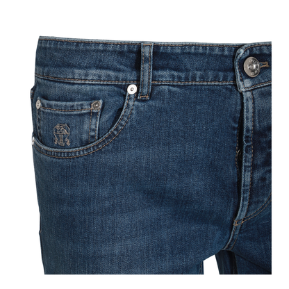 Logo Embroidery Stretch Jeans - Image 5