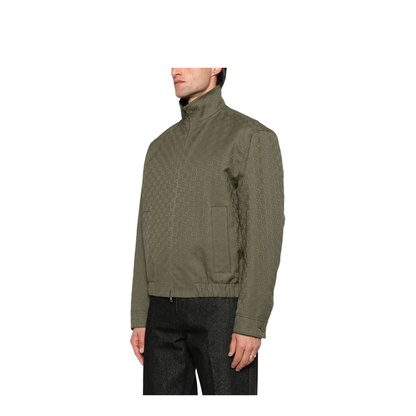 Canvas Bomber Jacket in Forest Green - Image 4