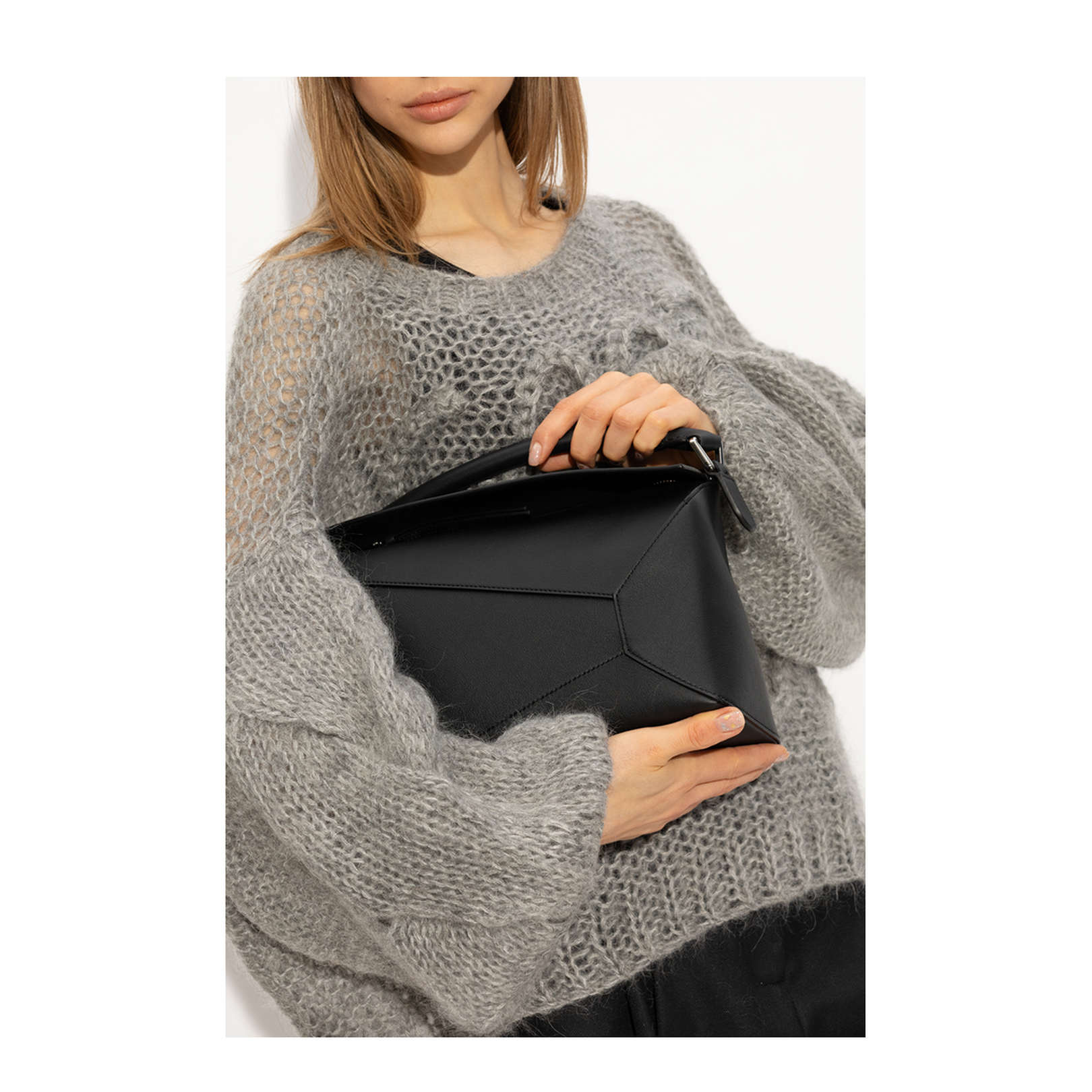 Puzzle Medium Shoulder Bag Black - Image 2