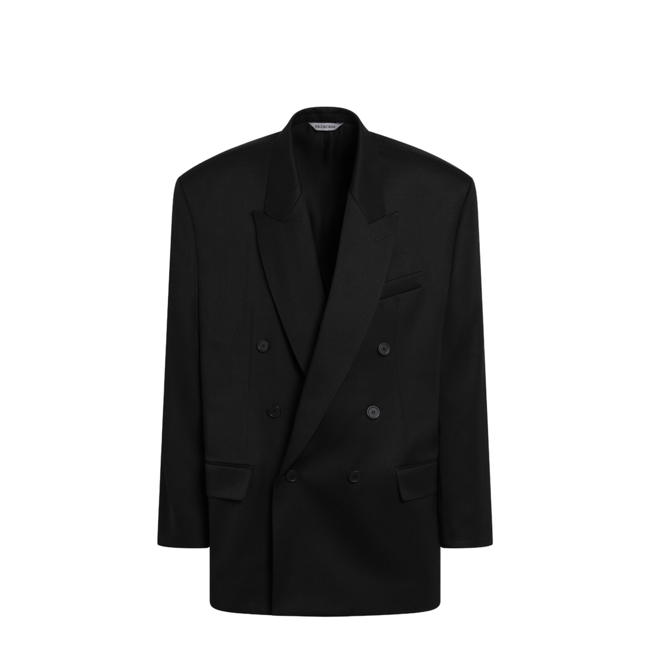 Black Double-Breasted Wool Blazer - Image 1
