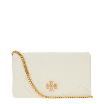 Kira Diamond Quilt Leather Crossbody Bag - Warm White - Image 1