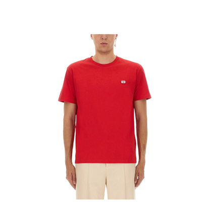 Red Crewneck T-Shirt with VLogo on the Front in Cotton - Image 1