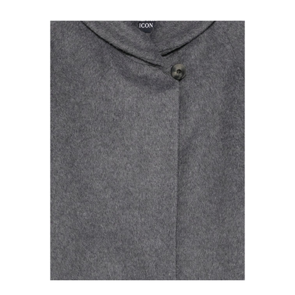 High Neck Single Button Fastening Coat Grey - Image 3