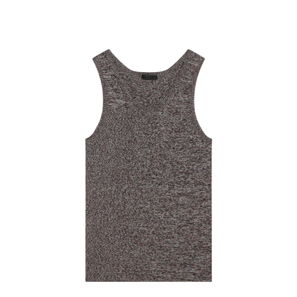 Ribbed Tank Top with Blue Brown Pattern - Image 1