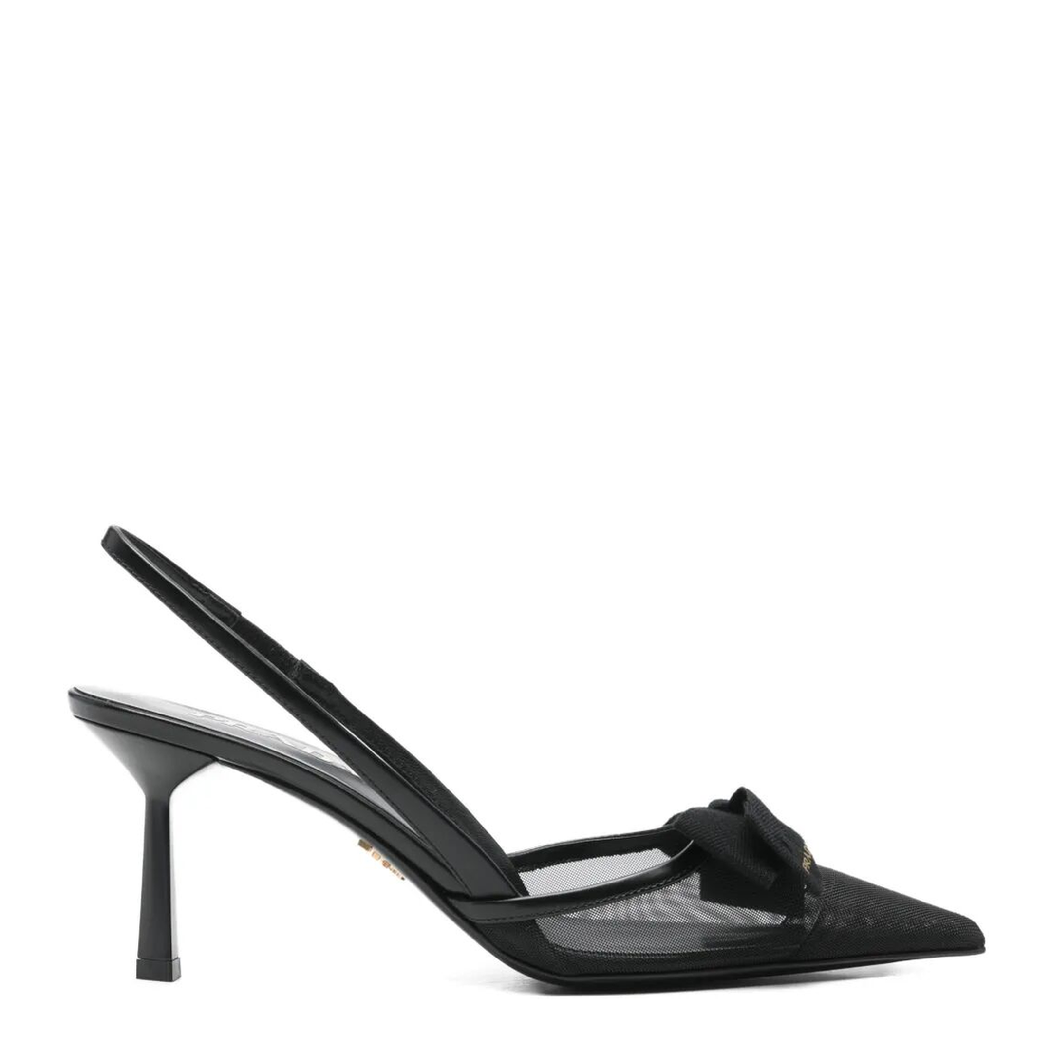 Bow Detail Mesh Slingback Pumps - Image 1