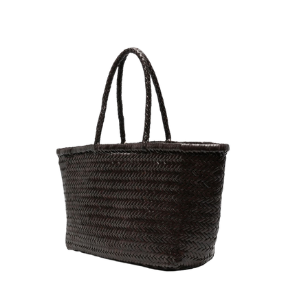 Triple Jump Small Buffalo Calf Leather Tote - Dark Brown - Image 4