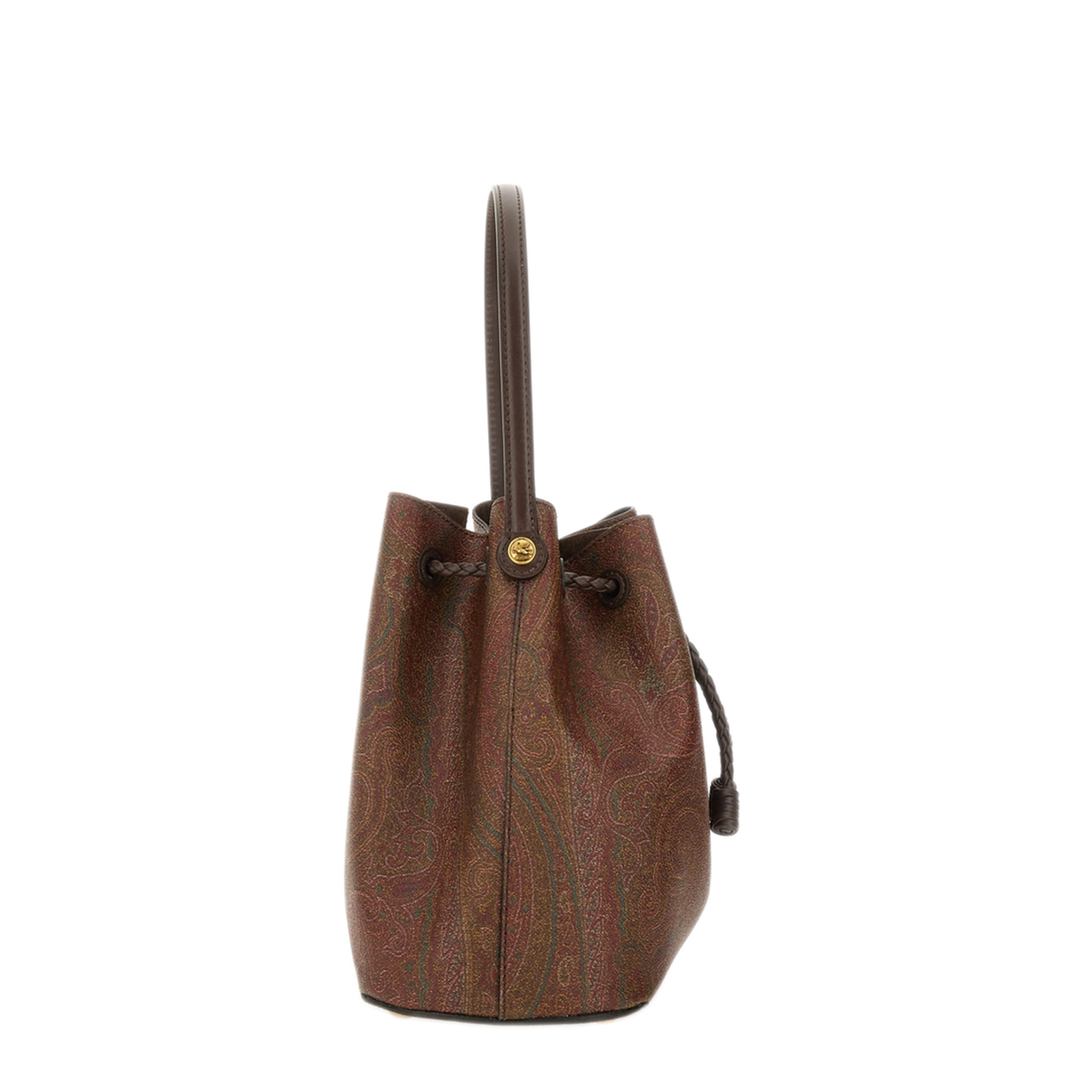 Arnica Small Paisley Jacquard Cotton Bucket Bag - Brown - Image 6