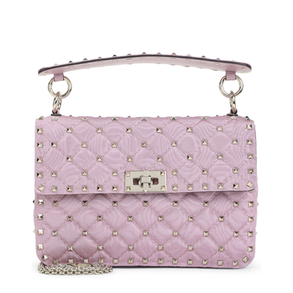 Pink Fabric Rockstud Handbag - Image 1