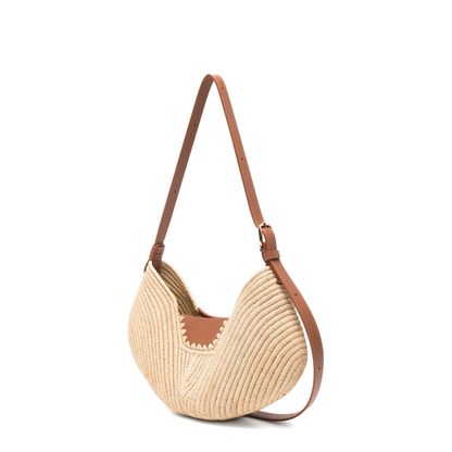 Swing Medium Raffia Calfskin Shoulder Bag - Natural/Tan - Image 3
