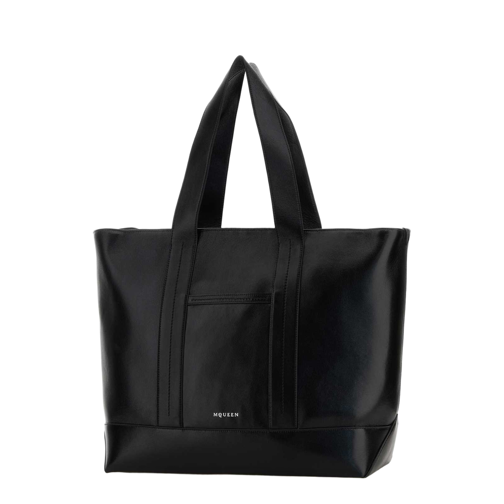 Black Leather Shopping Bag - Image 2