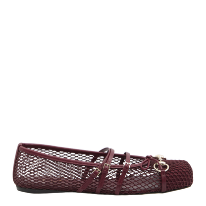 Horsebit Ballet Flat in Rosso Ancora Mesh - Image 1