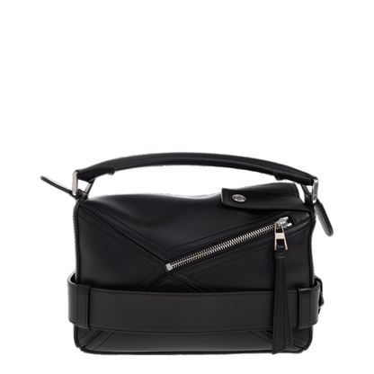 Puzzle Small Buckle Shoulder Bag Leather Black - Image 3