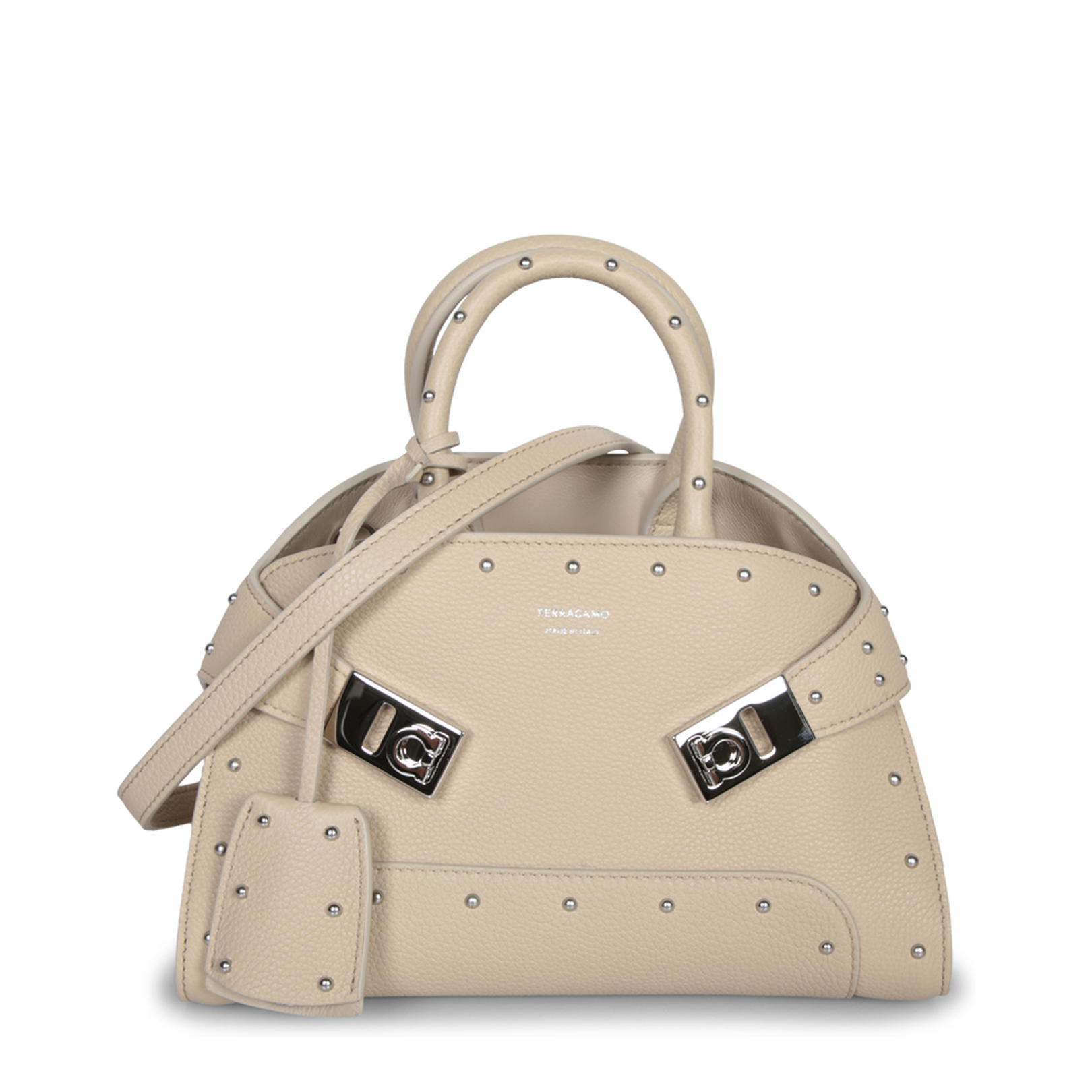 Mini Hug Beige Leather Bag - Image 1