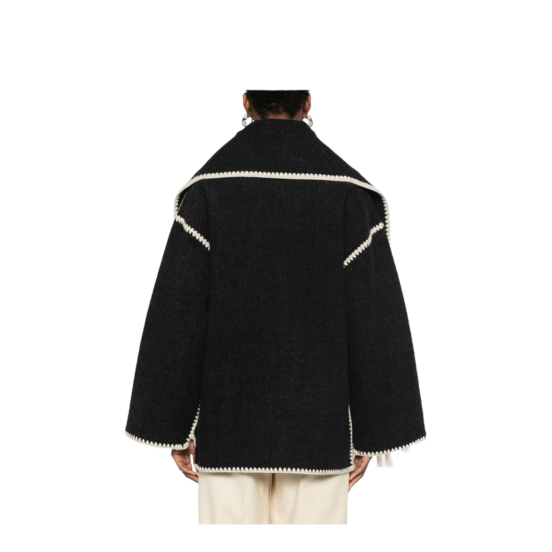 Embroidered Scarf Jacket - Dark Grey - Image 4