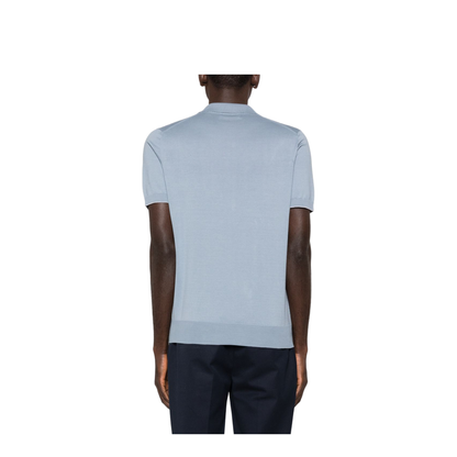 Polo Shirt Silk Nylon Blue - Image 4