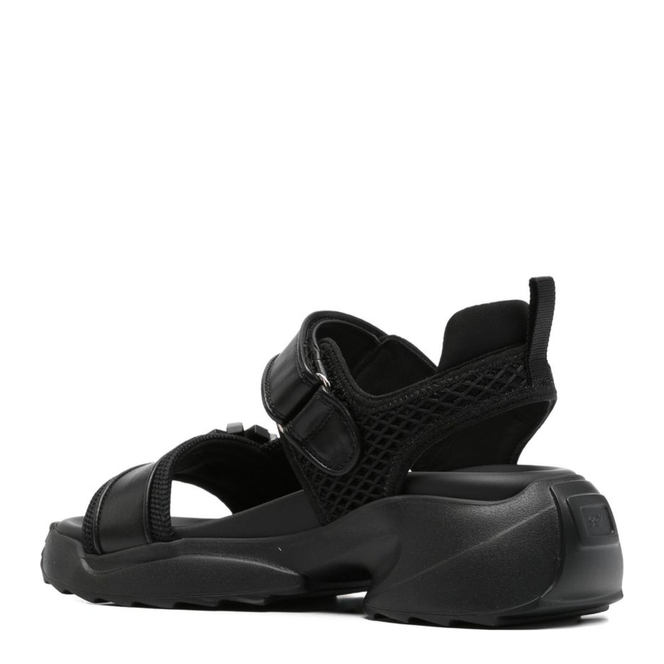 On The Run Black Leather And Textile Sandals - Image 3