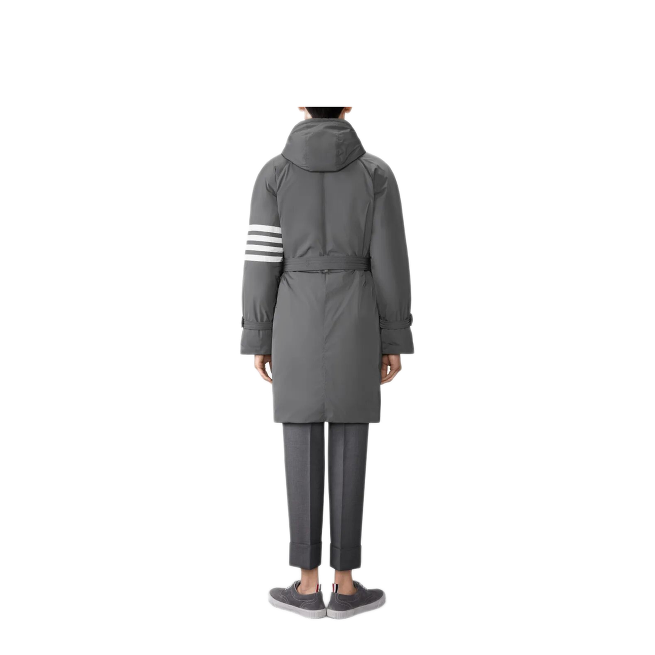 Poly Twill 4-Bar Hooded Down Parka with Belt - Image 3