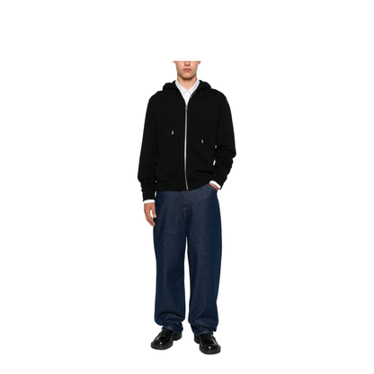 Hooded Cotton Sweatshirt in Black - Image 3