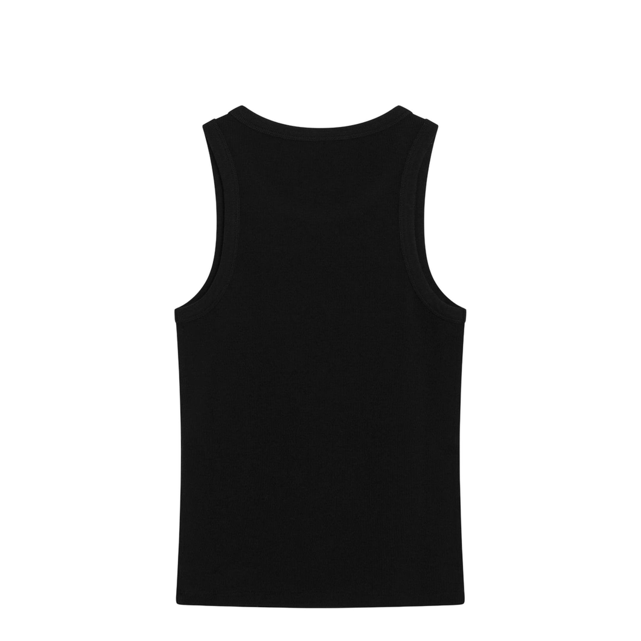Black Slim-Cut Tank Top with Logo - Image 2