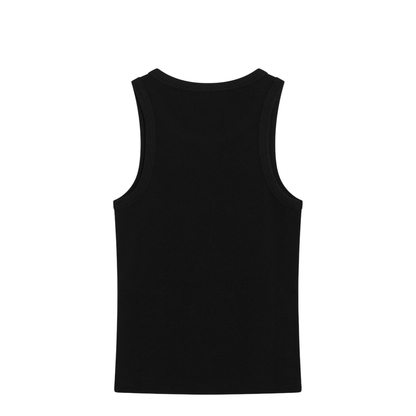 Black Slim-Cut Tank Top with Logo - Image 2
