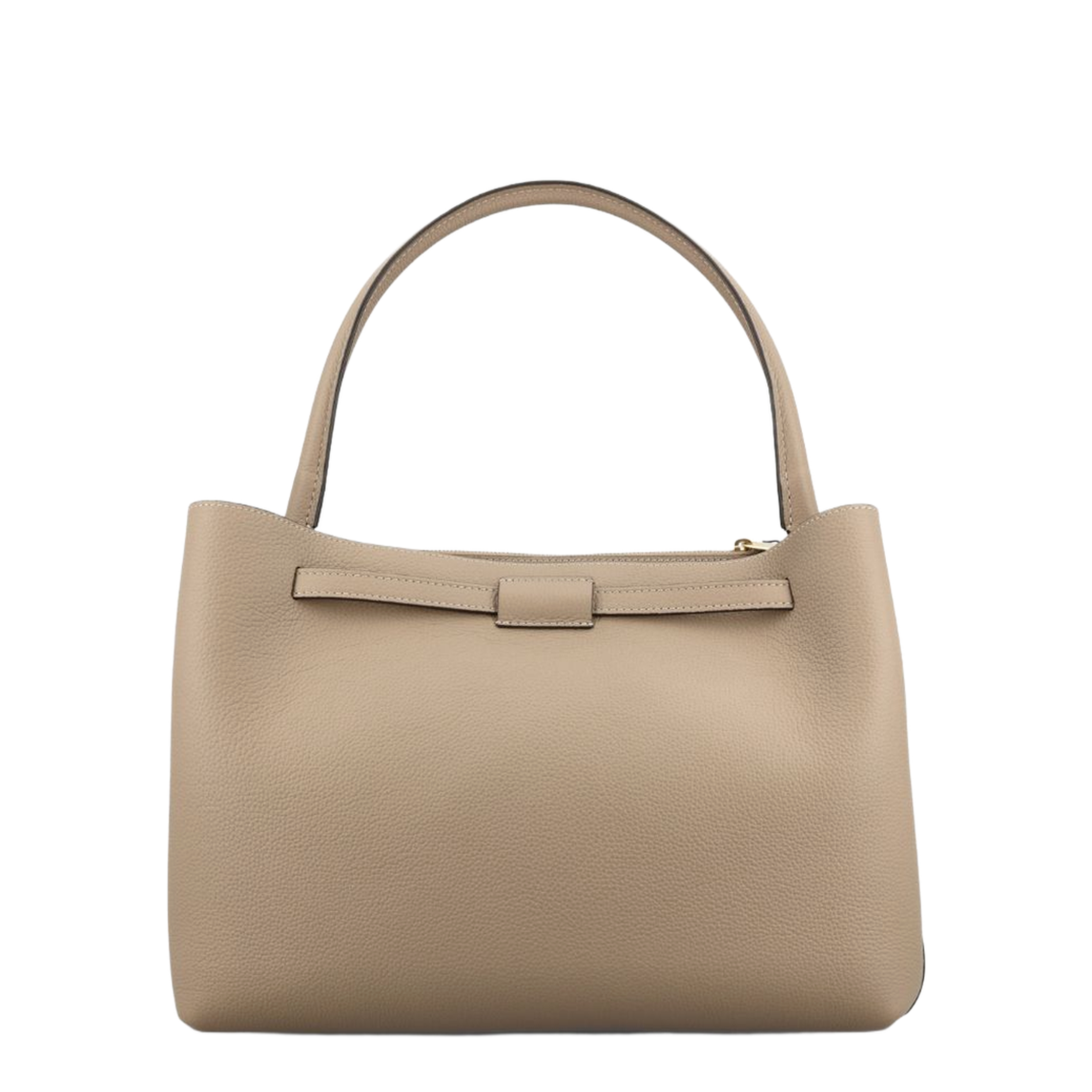 T Timeless Small Calf Leather Tote Bag - Beige Taupe - Image 1
