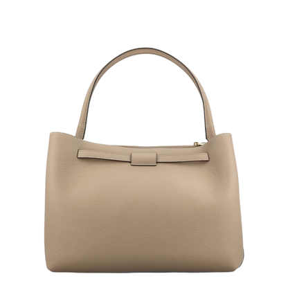T Timeless Small Calf Leather Tote Bag - Beige Taupe - Image 1