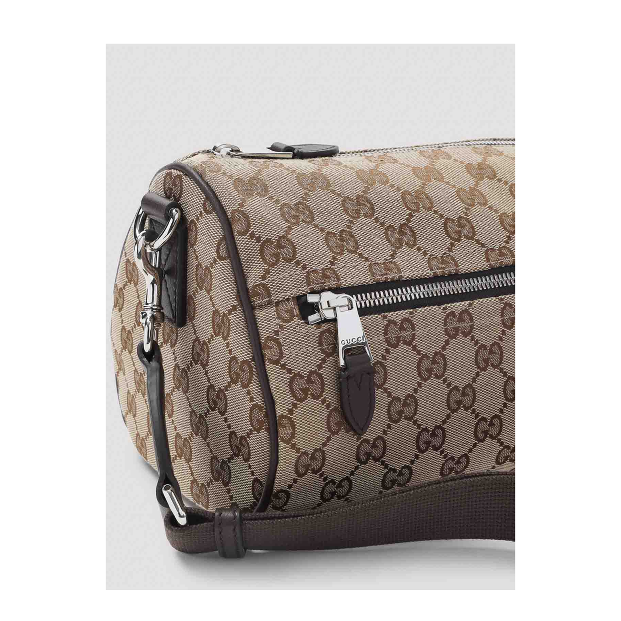 GG Canvas Small Canvas Cylinder Bag - Beige and Brown - Image 3