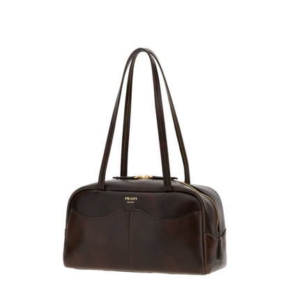 Carry Large Calf Leather Top Handle Bag - Cocoa Brown - Image 2