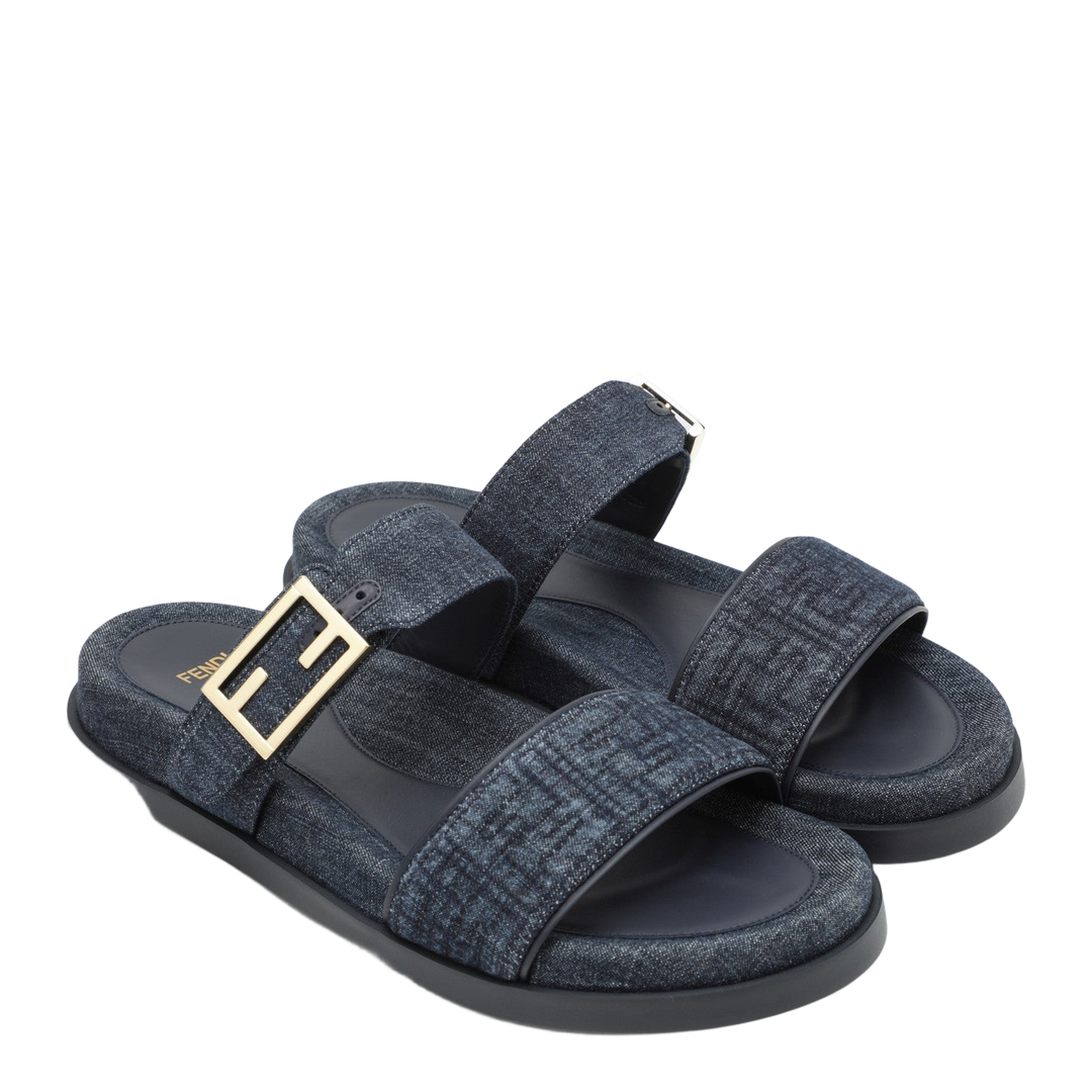 Dark Blue Denim Fabric Slides - Image 2
