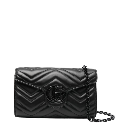 GG Marmont Small Matelassé Nappa Leather Wallet On Chain - Black - Image 1