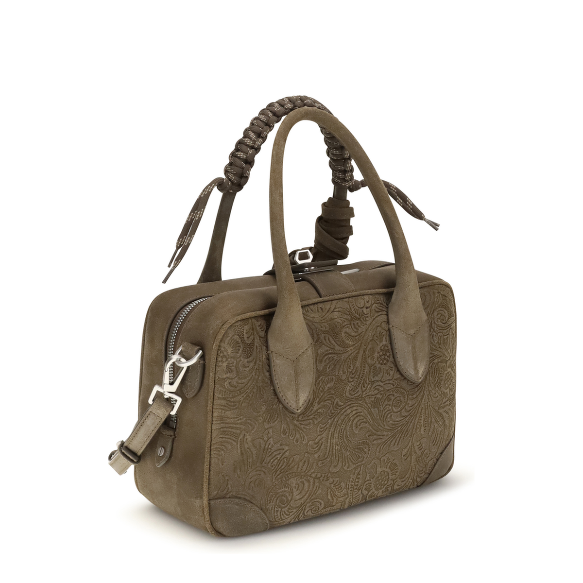 Vita Calf Leather Handbag - Military Green - Image 3