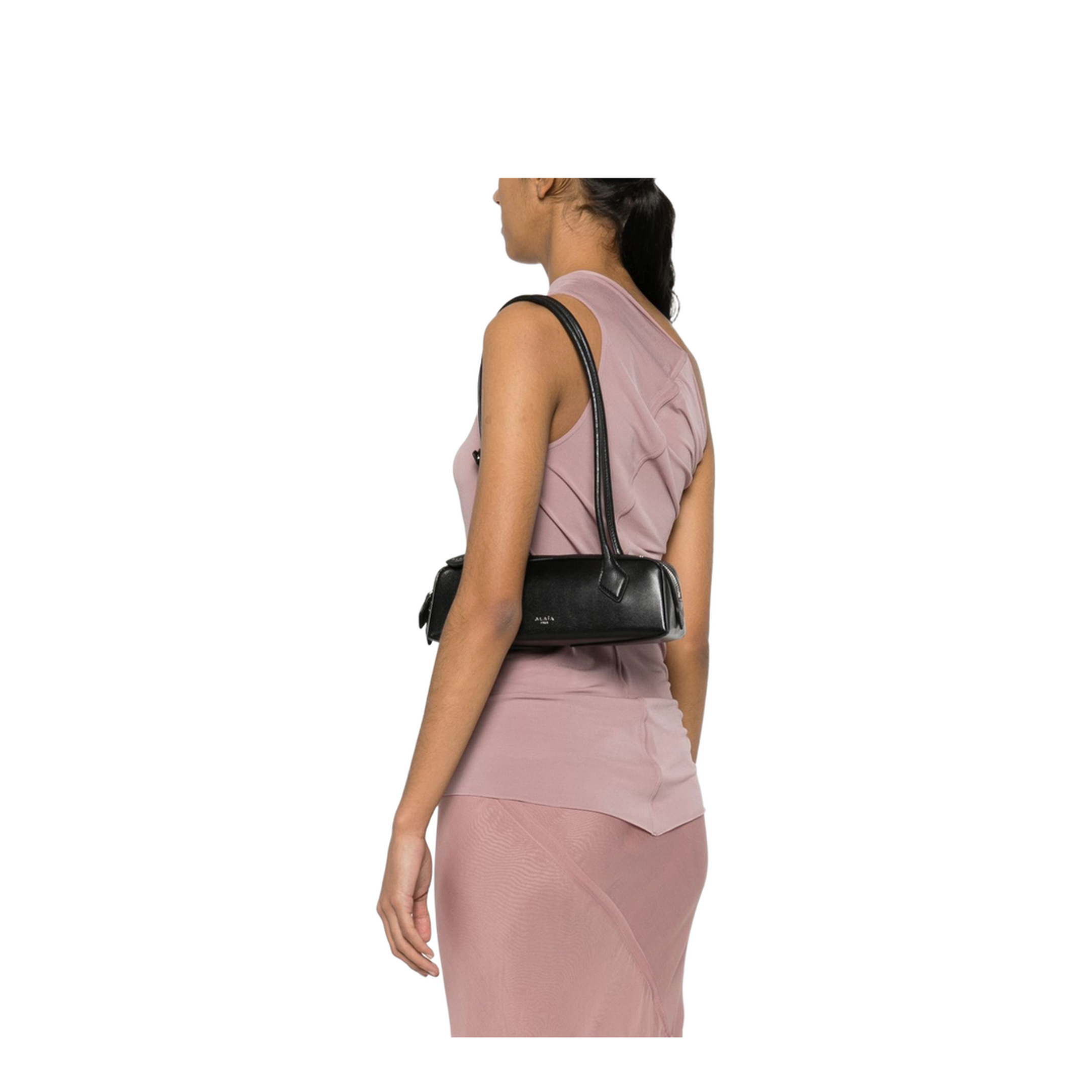 Le Teckel Small Goat Leather Shoulder Bag - Black - Image 5