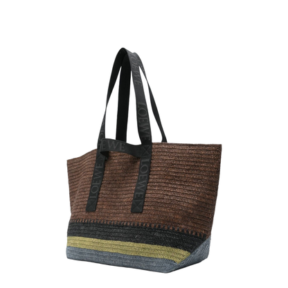 Fold Raffia Tote Bag - Brown - Image 5