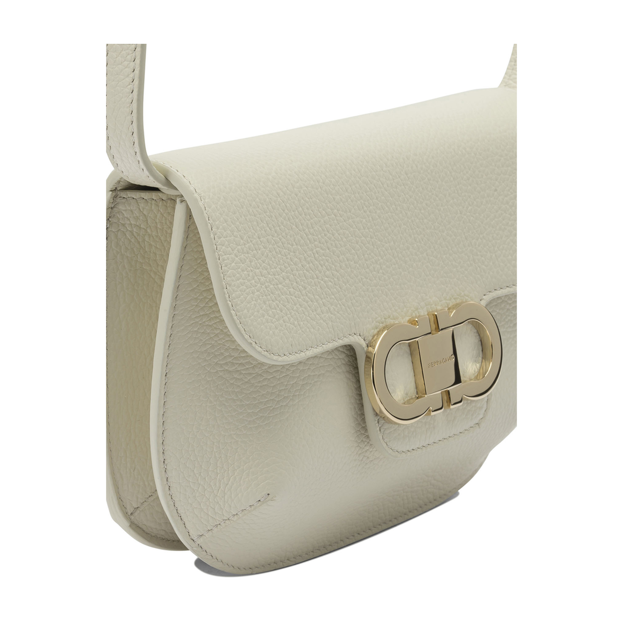 Lizzy Small Hammered Calfskin Crossbody - White - Image 3