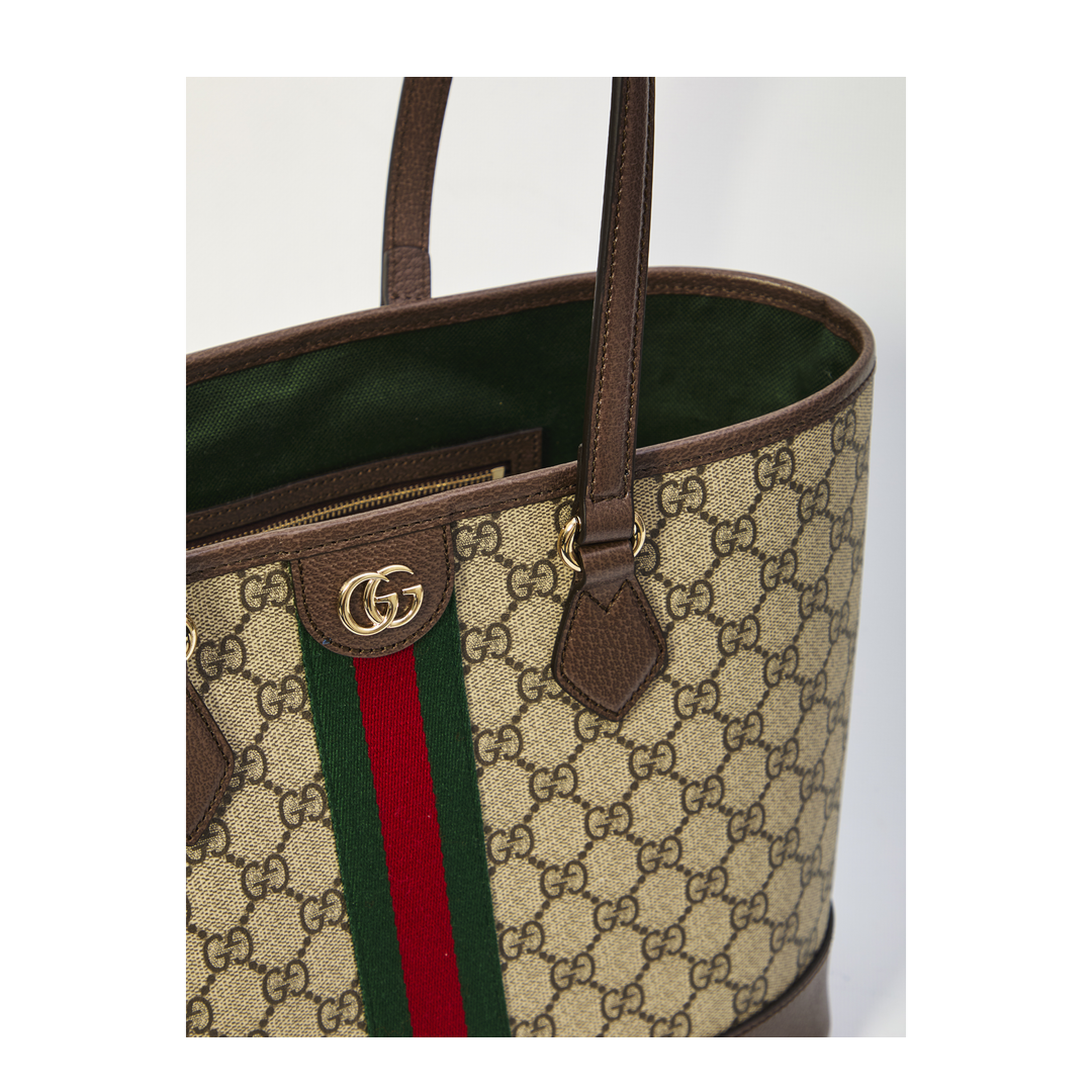 Ophidia Medium Coated Canvas Tote Bag - Beige and Brown - Image 4