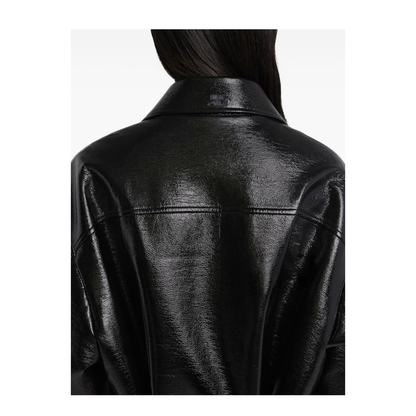 Zipped Vinyl Maxi Bomber Jacket - Image 2